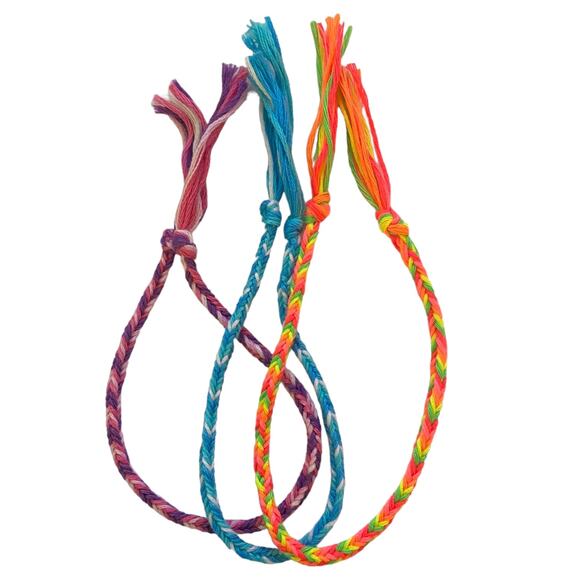 Unknown Jewelry - Friendship Bracelets Set Of 3 Handmade Neon Purple Blue